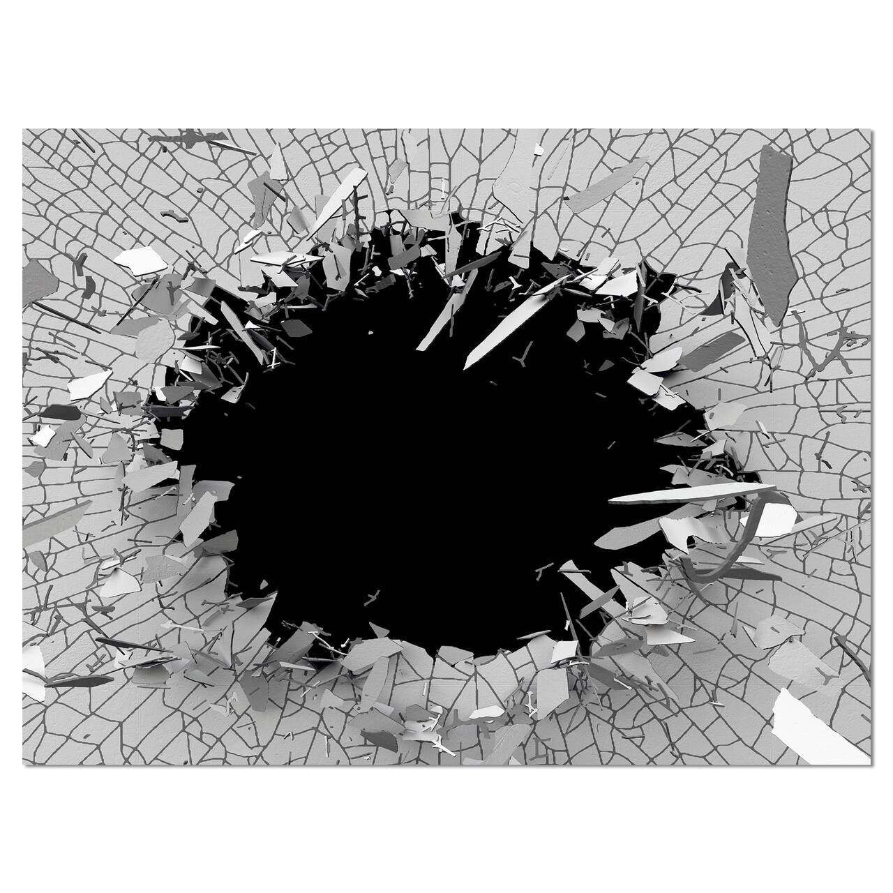 Designart - Abstract Broken Wall 3D Design - Abstract Canvas Wall Art